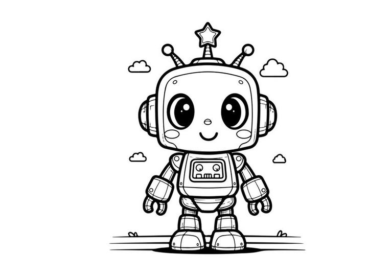 Cute robot mascot smiling happy vector illustration flat design
