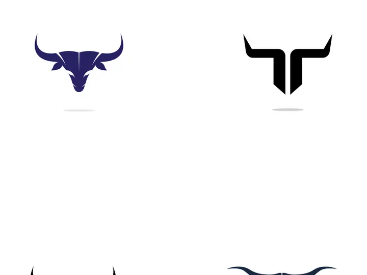 Retro vintage bull head horns logo design