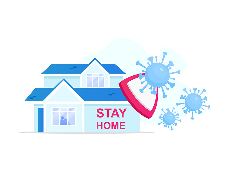 Stay home flat concept vector illustration