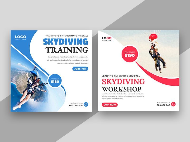 Skydiving Training Social Media Instagram Post Banner