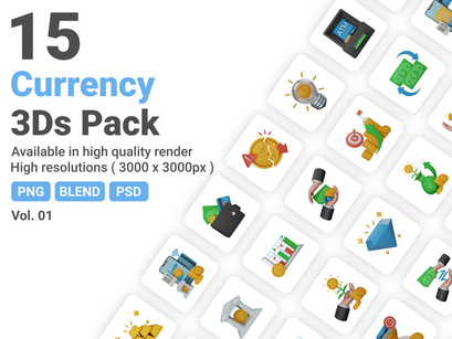 Currency 3D Illustrations Pack Vol.1