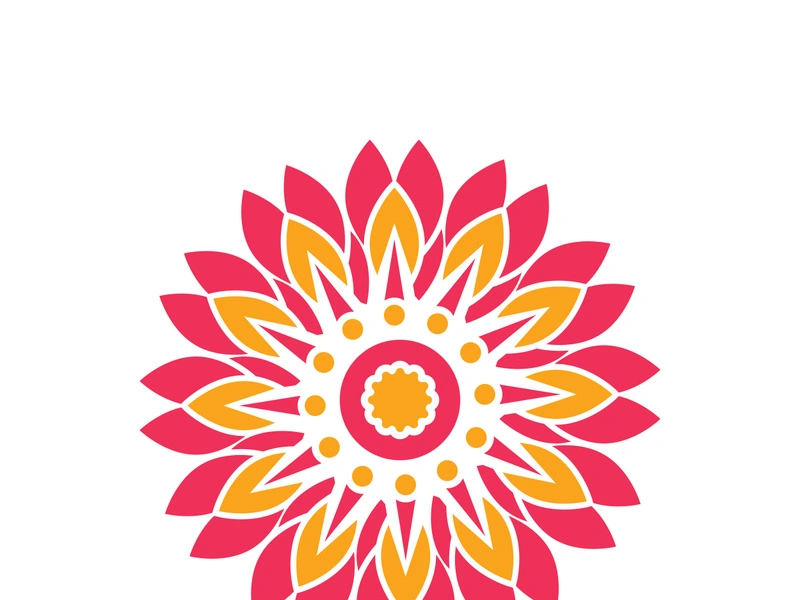 Traditional Asian colorful floral pattern Stained glass mosaic logo tile design inspiration