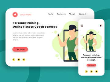 Personal Training. Online Fitness Coach illustration concept. preview picture