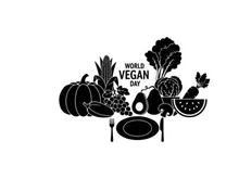 weltweiter Veganer-Tag gesunde Lebensmittel Flat-Design-Vektorgrafik