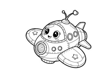 Cute cartoon spaceship flying happy vector illustration preview picture