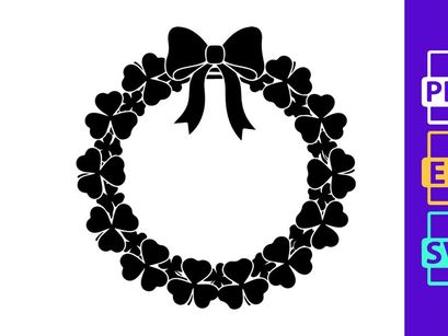 Shamrock Wreath with Bow Silhouette