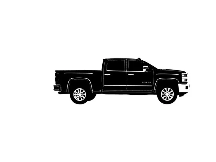 Silhouette of a black pickup truck with chrome accents