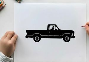 Silhouette of a classic pickup truck with a single cab