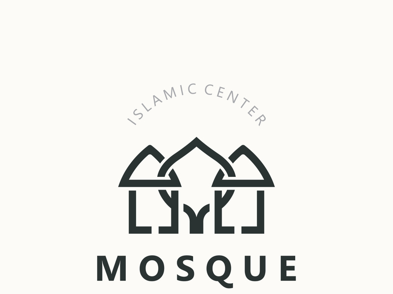 Mosque Logo design, simple islamic architecture, emblem symbol islamic center vector template