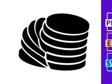 Stacked black rubber seals isolated on white background