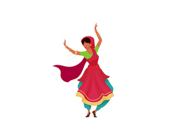 Indian female dancer flat color vector faceless character preview picture