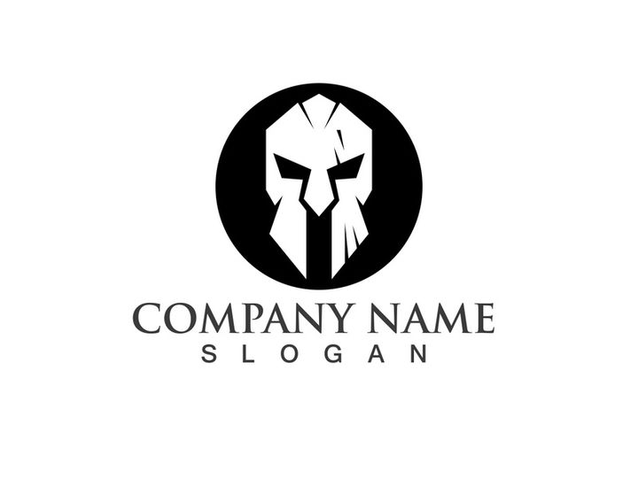 Spartan gladiator helmet logo vector