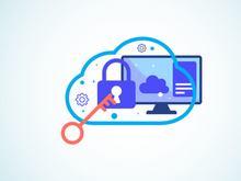 Cloud computing security design concept. Online security and data protection. Vector illustration