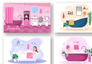 13 Modern Bathroom Furniture Interior Illustration