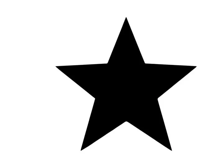 Schwarze Sternform isoliert auf weißem Hintergrund, minimalistisches geometrisches Icon oder Grafikelement