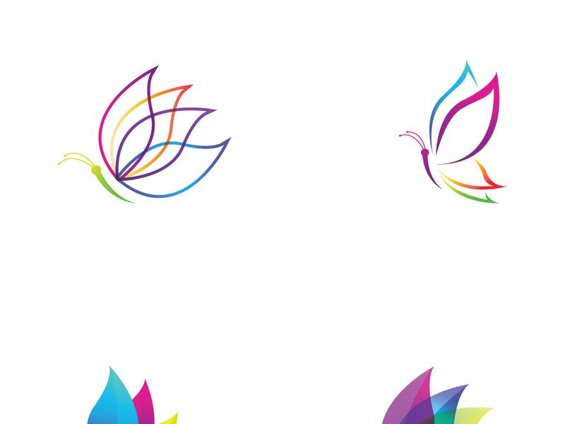 Beautiful and colorful butterfly creative logo design.