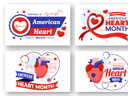 16 February is American Heart Month Illustration