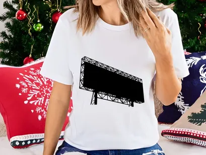 A large electronic billboard with a metal frame structure on a white background