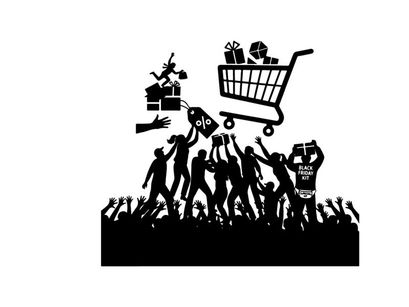 ilustración vectorial de frenesí de compras del black friday