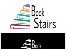 book stairs logo, or library for bookstores, book companies, publishers, encyclopedias, libraries, education, digital books, vectors