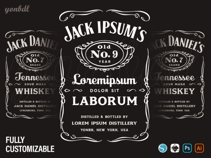 Jack Daniels Label V2, Fully customizable SVG eps png dxf Ai svg psd silhouette files