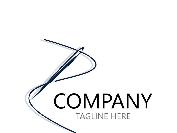 Needle and thread Sewing logo outline combination Line flat design template Simple icons. Concept tailor illustration