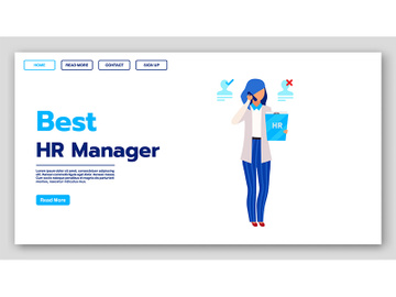 Best HR manager landing page vector template preview picture