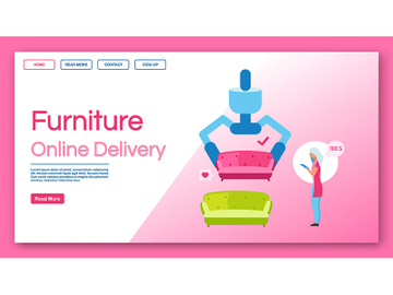 Furniture online delivery landing page vector template preview picture