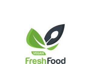 Fresh food logo healthy product badge or label food and drink market, vegan, nature organic premium quality design
