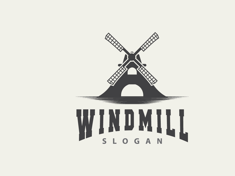 Windmill Logo, Agriculture Farm Vector, Nature