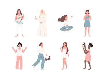 Women empowerment flat color vector faceless character set preview picture