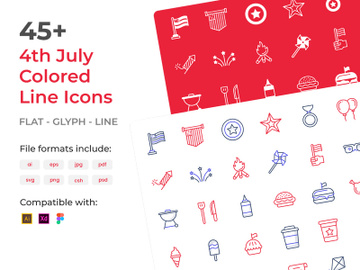 Set of 4th july Colored Line Icons preview picture