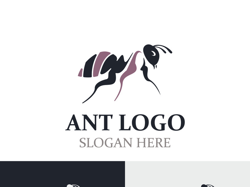 Ant logo design silhouette. Isolated animal ants on background design template vector