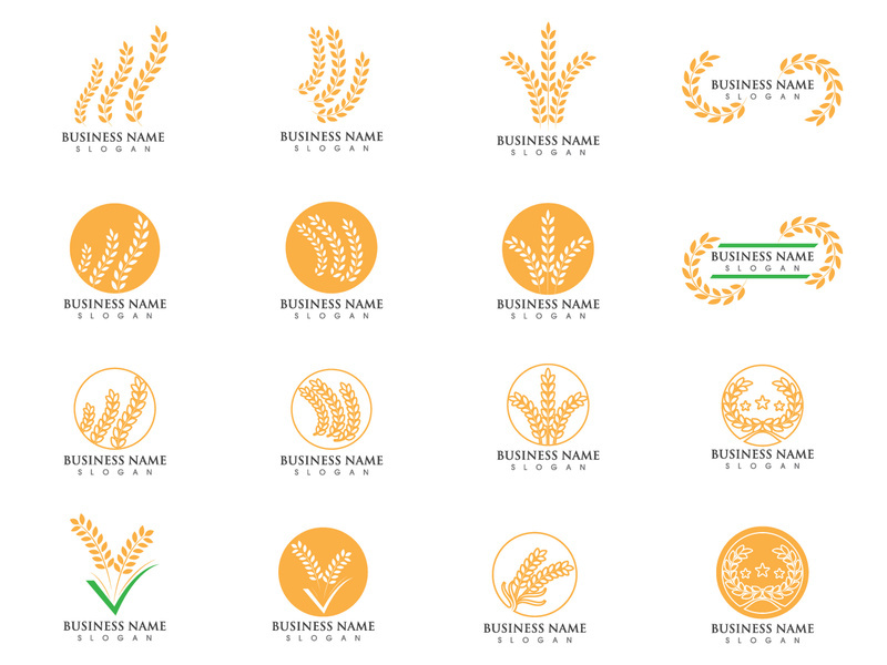 Wheat rice agriculture food logo