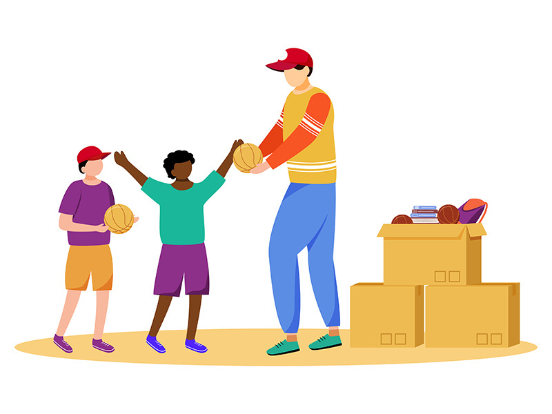 Humanitarian help flat vector illustration