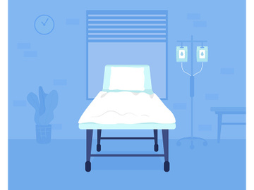 Hospital bed flat color vector illustration preview picture