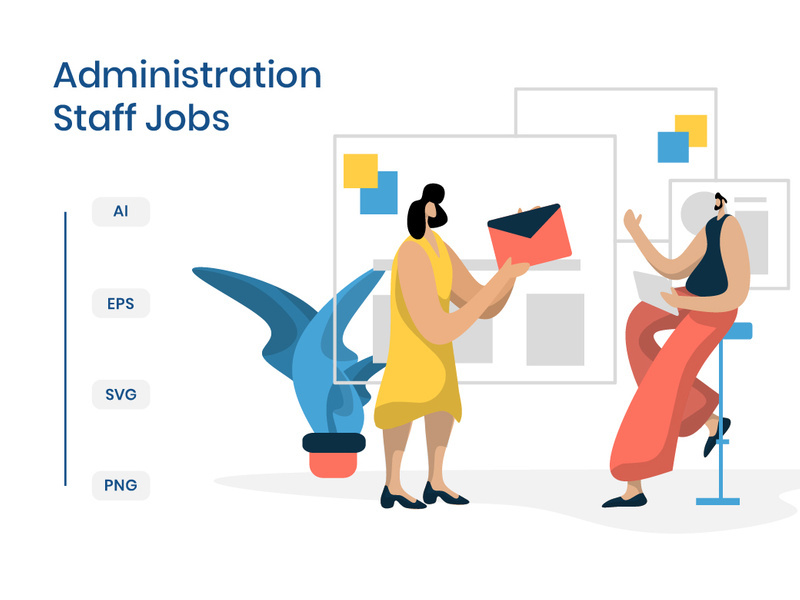 flat illustration Administration Staff Jobs online business marketing