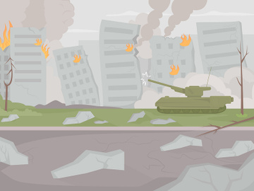 Battle scene flat color vector illustration preview picture