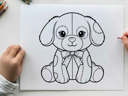 Cute puppy bow tie sitting vector illustration flat design