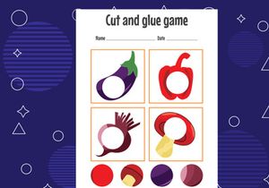 10 Pages Cut and glue game for kids. Cutting practice for preschoolers. Education paper game for children