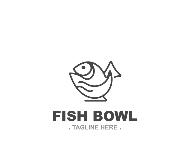 Fish bowl logo design, restaurant logo symbol minimal illustration design