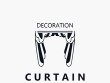 Curtain logo decoration style minimalist elegant vector design illustration
