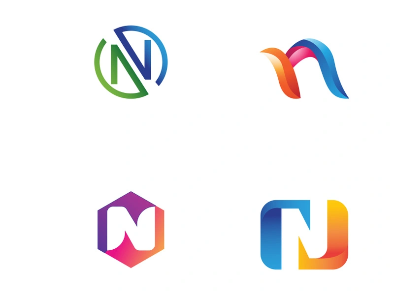 Abstract logo initial letter N geometric elements. Elegant, minimalist, creative and modern logo template. Identity sign, brand and business card.