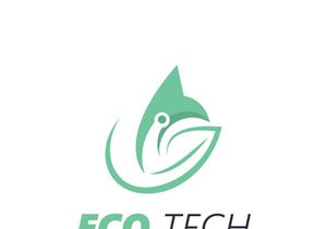 Eco technology business vector design modern. Nature technology logo with leaf and circuit tech minimalist vector illustration