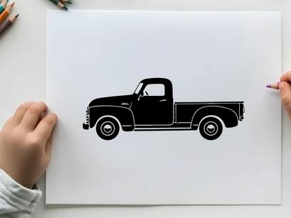 Vintage pickup truck silhouette