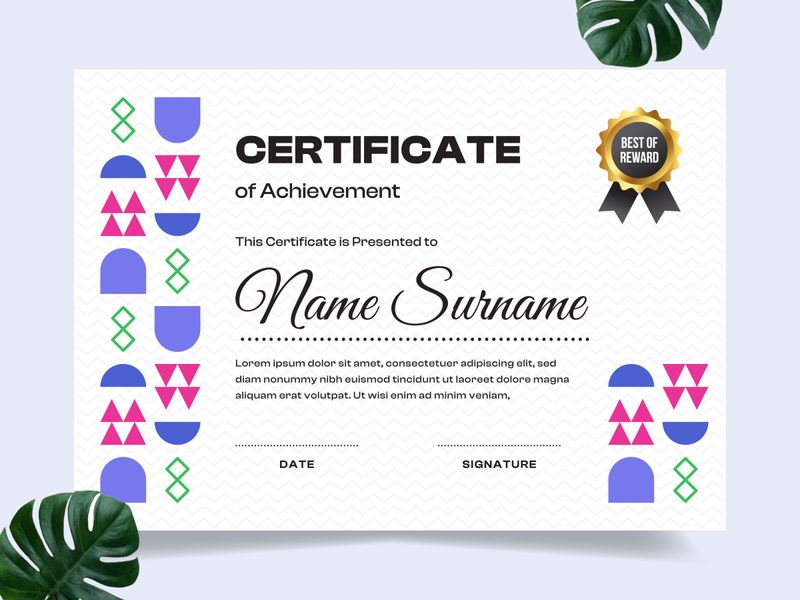 Modern certificate design template
