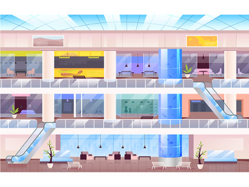 Shopping center flat color vector illustration preview picture
