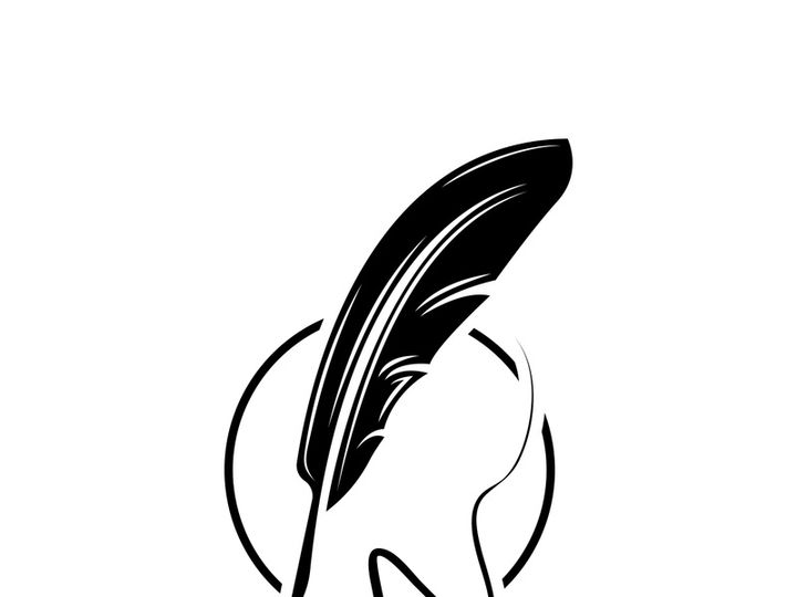 Feather quill design icon and logo illustration classic stationery