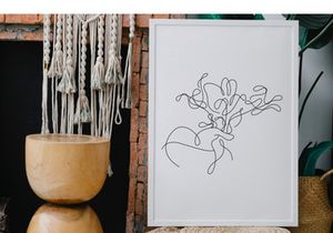 Flower Bouquet Minimalist Line Art Drawing