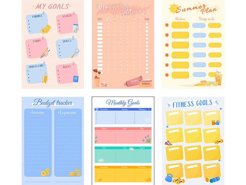 My goals creative planner page set design